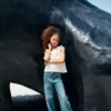Jean à jambes larges avec ourlet retroussé