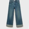 Jean à jambes larges avec ourlet retroussé