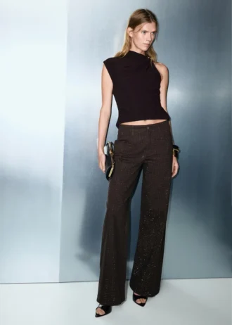 Jean à jambes larges avec strass