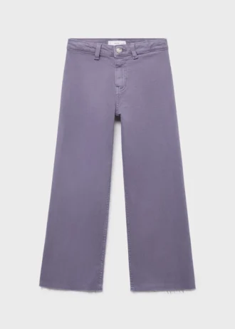 Jean à jambes larges et ourlet effiloché