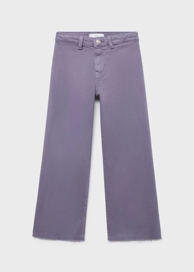 Jean à jambes larges et ourlet effiloché