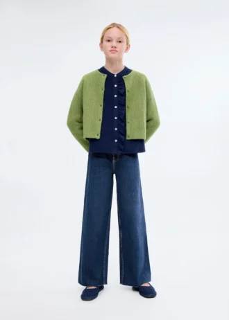Jean à jambes larges et ourlet effiloché