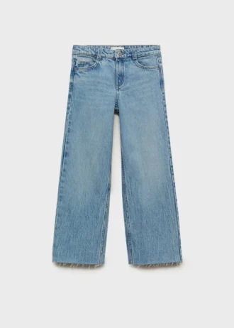 Jean à jambes larges et ourlet effiloché