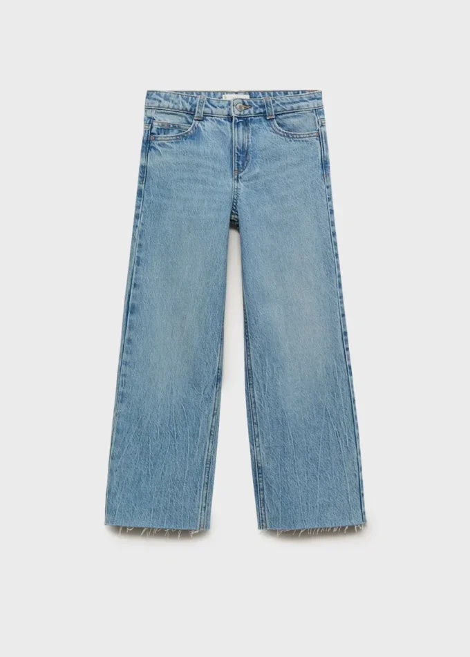 Jean à jambes larges et ourlet effiloché