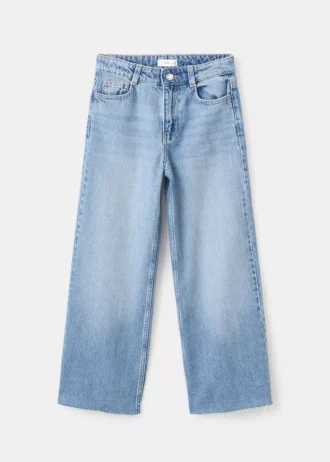Jean à jambes larges et ourlet effiloché