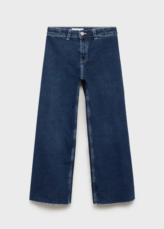 Jean à jambes larges et ourlet effiloché