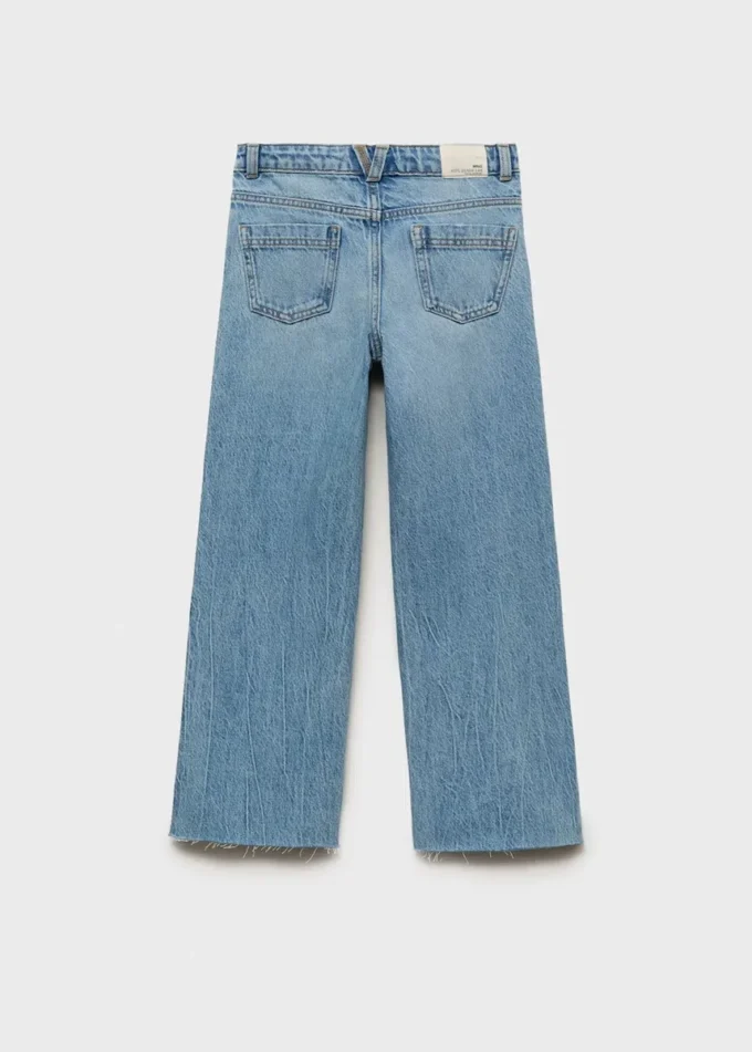 Jean à jambes larges et ourlet effiloché