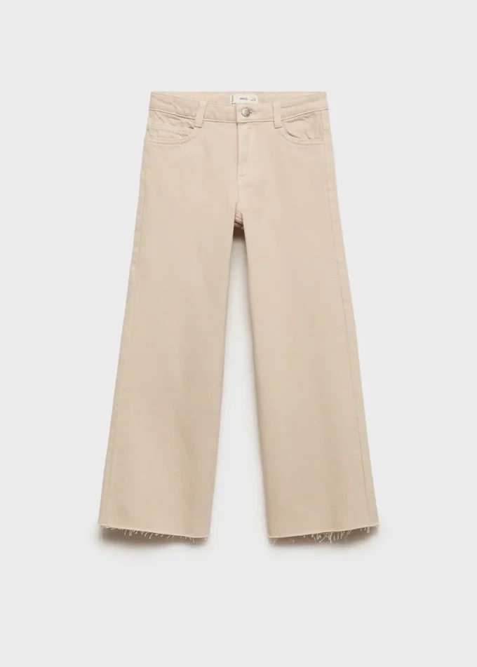 Jean à jambes larges et ourlet effiloché