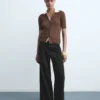 Jean à jambes larges et plissé Jean à jambes larges et plissé
