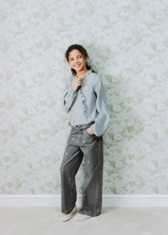 Jean à jambes larges et strass