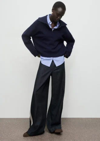 Jean à rayures et jambes larges