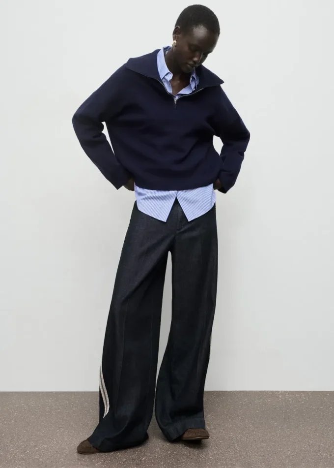 Jean à rayures et jambes larges Jean à rayures et jambes larges