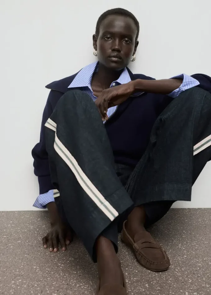 Jean à rayures et jambes larges Jean à rayures et jambes larges