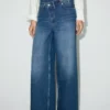 Jean à taille mi-haute et jambes larges avec ceinture croisée Jean à taille mi-haute et jambes larges avec ceinture croisée