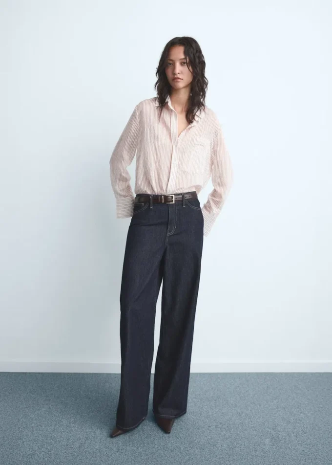 Jean taille mi-haute à jambes larges Jean taille mi-haute à jambes larges