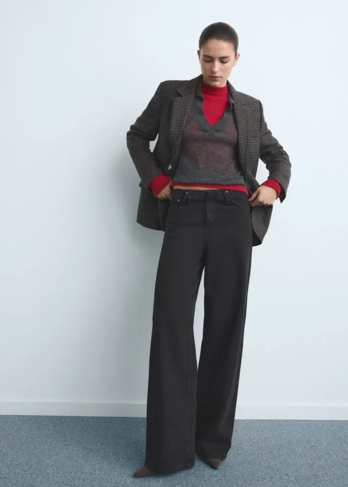 Jean taille mi-haute à jambes larges Jean taille mi-haute à jambes larges