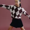 Cardigan en maille à motif argyle