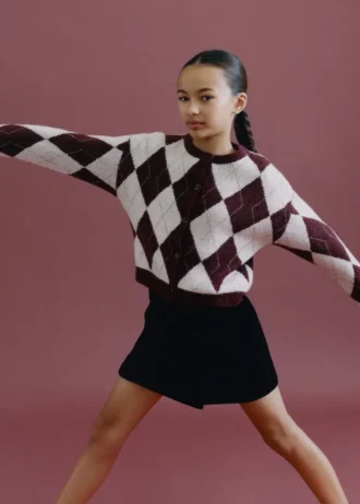 Cardigan en maille à motif argyle