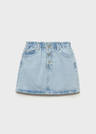 Jupe en denim à taille paperbag
