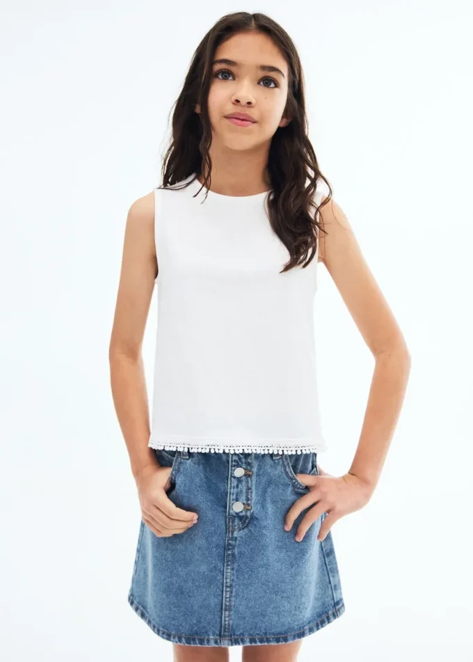 Jupe en denim à taille paperbag Jupe en denim à taille paperbag