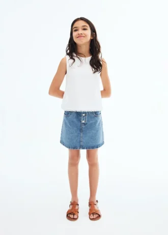 Jupe en denim à taille paperbag