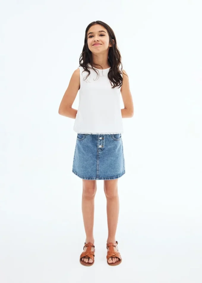 Jupe en denim à taille paperbag Jupe en denim à taille paperbag