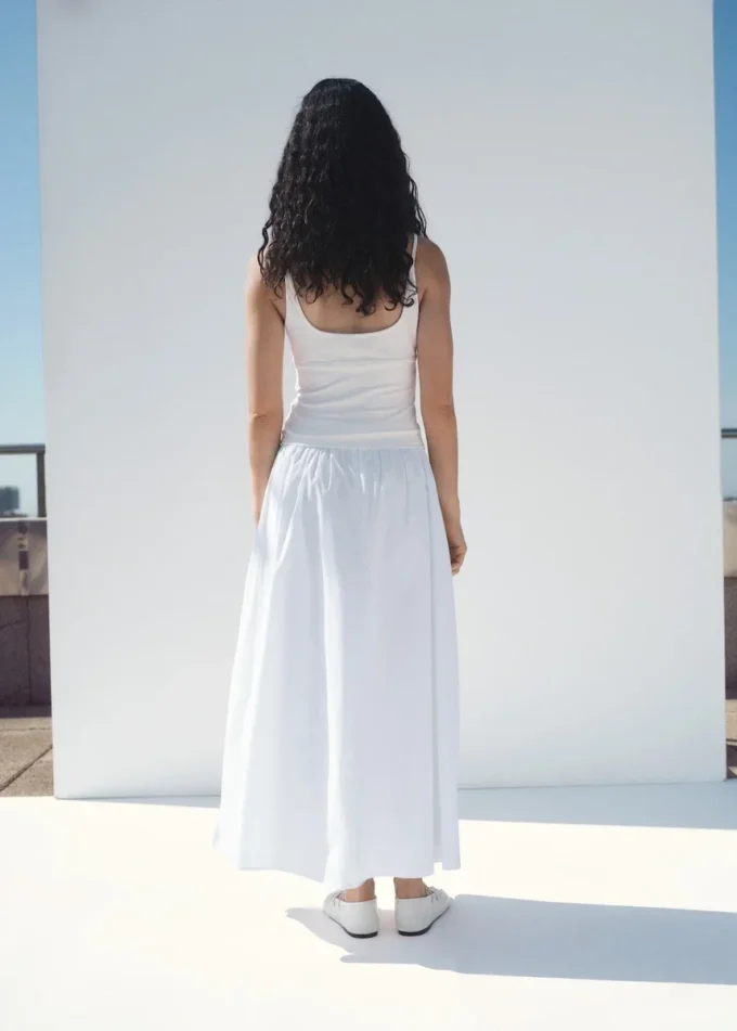 Jupe midi en coton à plis Jupe midi en coton à plis