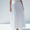 Jupe midi en coton à plis Jupe midi en coton à plis