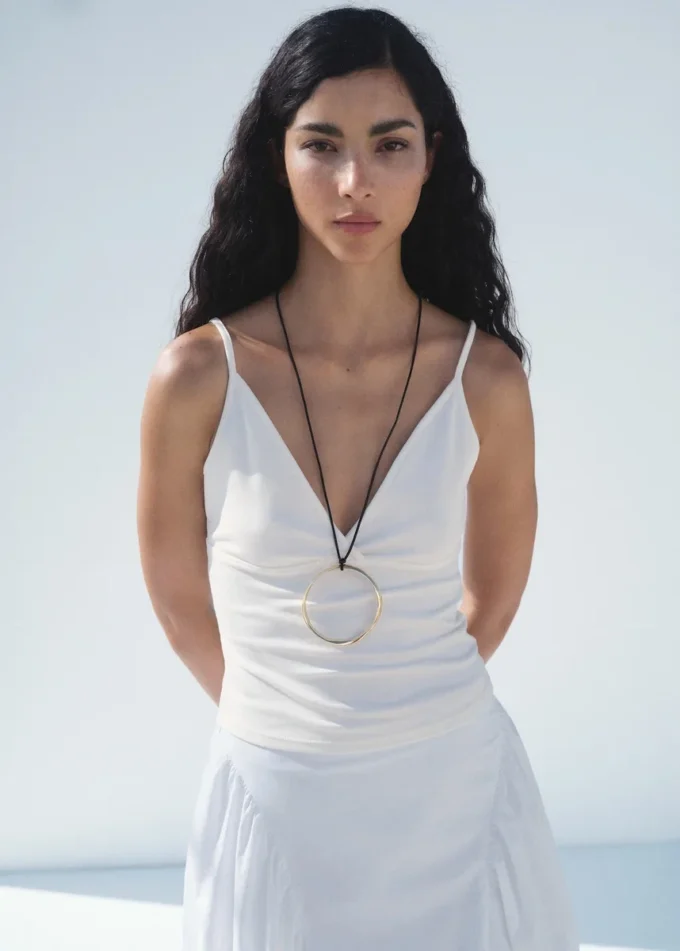 Jupe midi en coton à plis Jupe midi en coton à plis