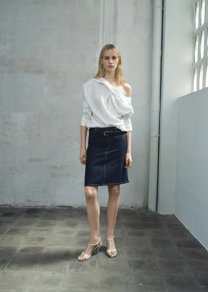 Jupe midi en denim Jupe midi en denim