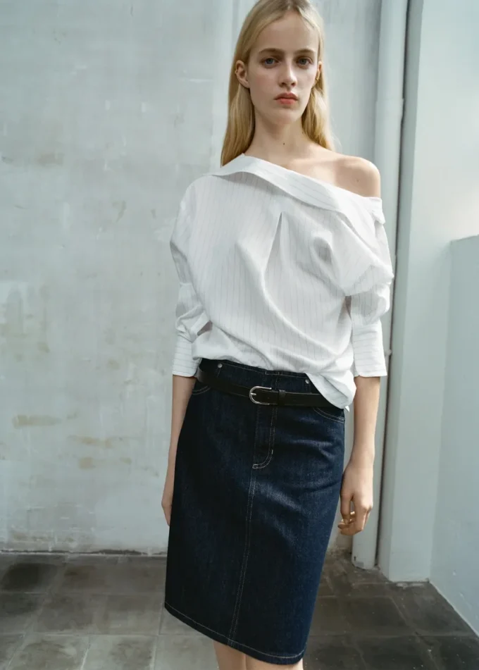 Jupe midi en denim Jupe midi en denim