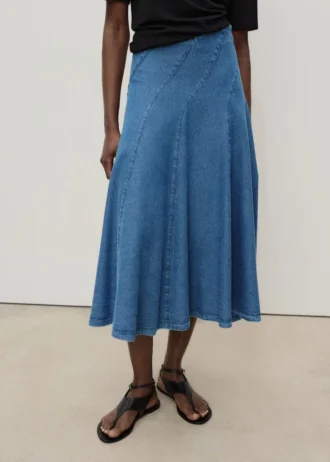 Jupe midi en denim avec coutures apparentes