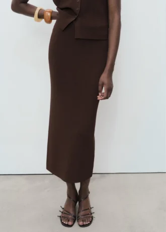 Jupe midi en maille fine