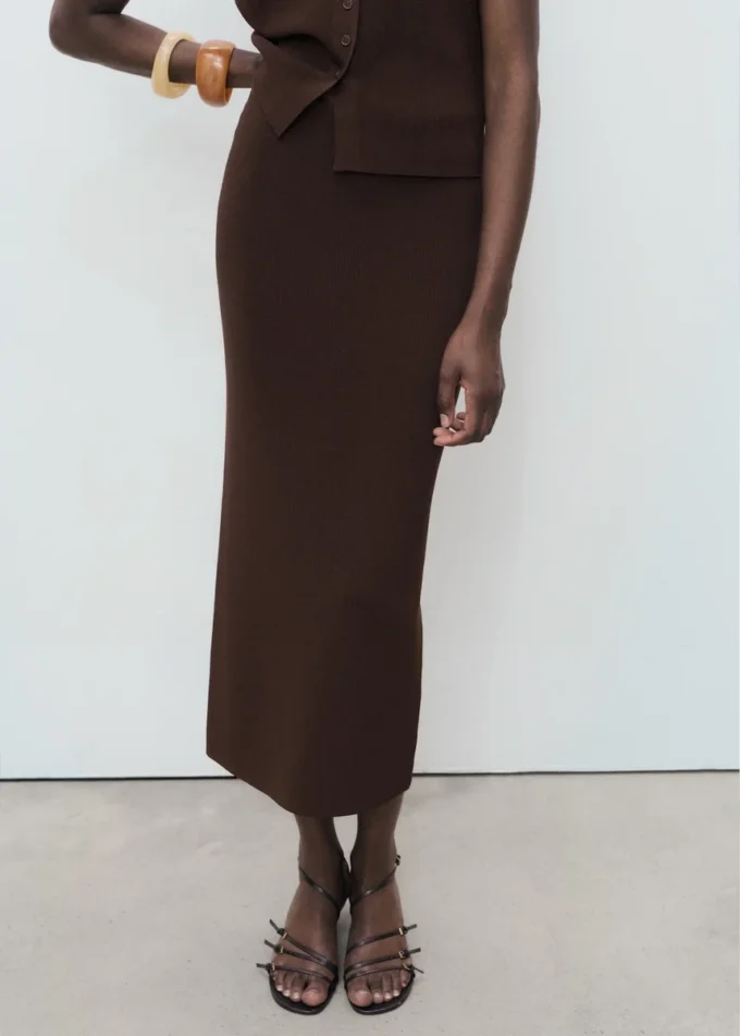 Jupe midi en maille fine Jupe midi en maille fine
