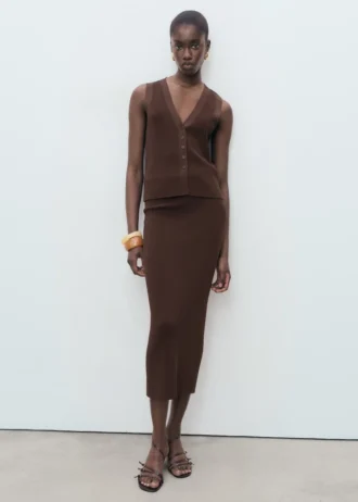 Jupe midi en maille fine