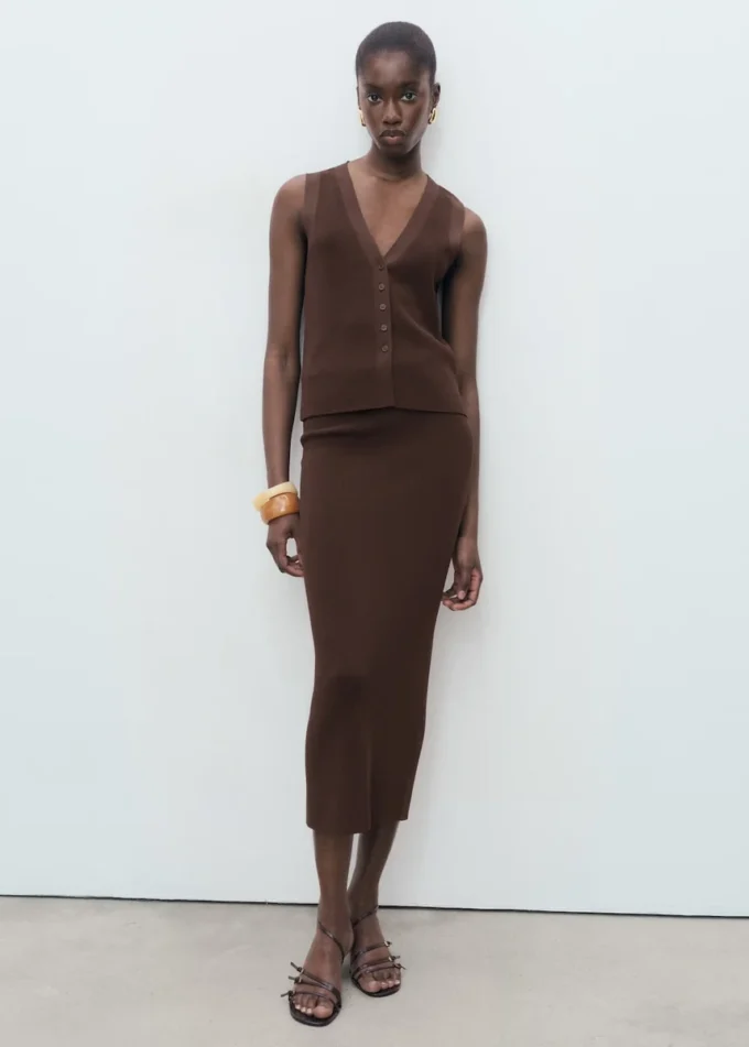 Jupe midi en maille fine Jupe midi en maille fine
