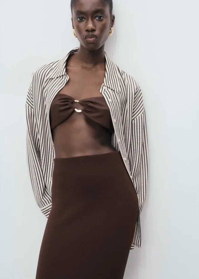 Jupe midi en maille fine Jupe midi en maille fine