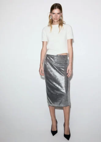 Jupe midi à paillettes