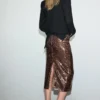 Jupe midi à paillettes Jupe midi à paillettes