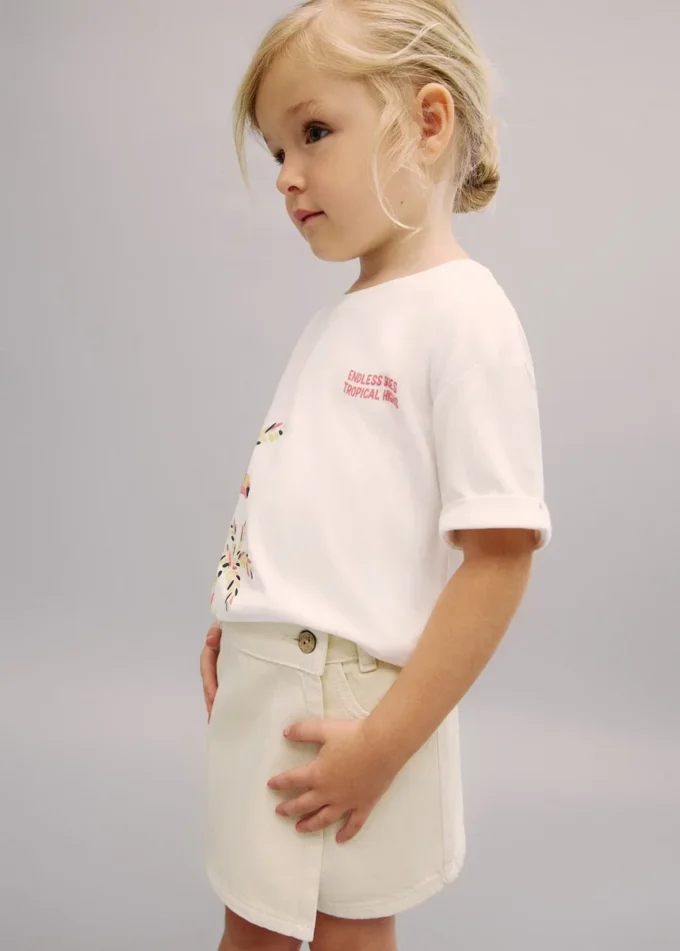 Jupe-short en denim enveloppante Jupe-short en denim enveloppante