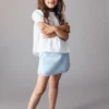 Jupe-short en denim enveloppante Jupe-short en denim enveloppante