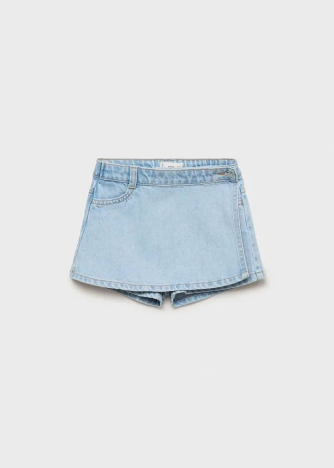 Jupe-short en denim enveloppante Jupe-short en denim enveloppante