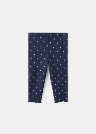 Leggings côtelés à fleurs