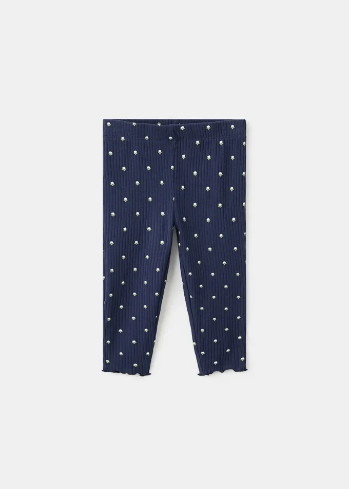 Leggings côtelés à fleurs