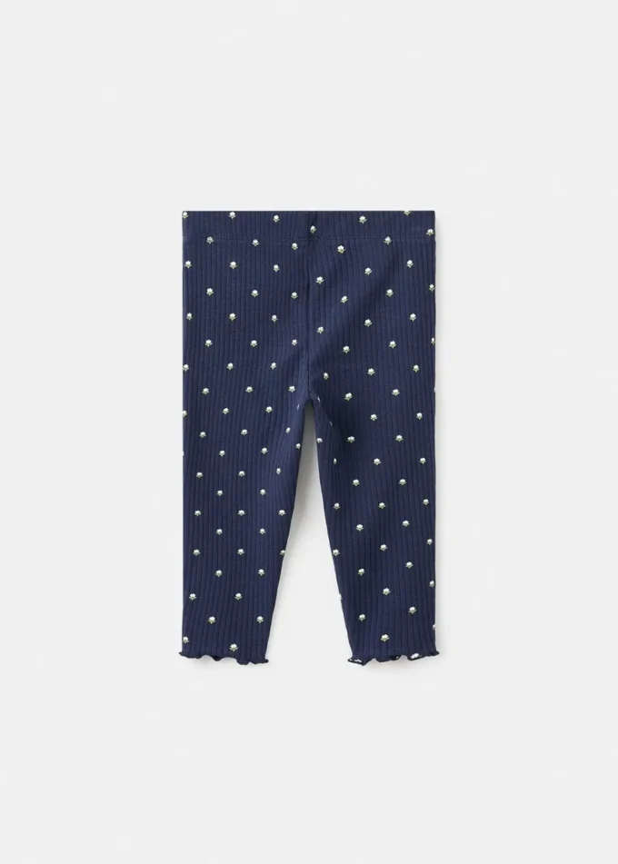 Leggings côtelés à fleurs