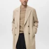 Long manteau en laine à double boutonnage