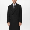 Long manteau en laine à double boutonnage