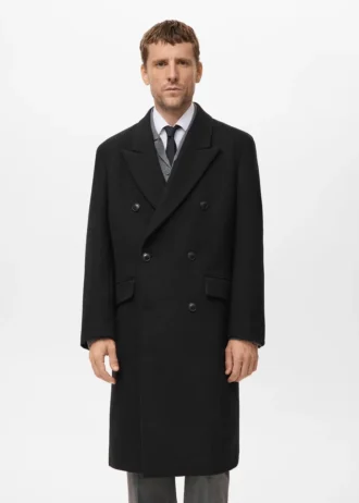 Long manteau en laine à double boutonnage