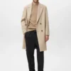 Long manteau en laine à double boutonnage