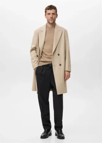 Long manteau en laine à double boutonnage